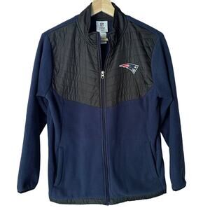 NE Patriots Jacket Boys Quilted Fleece Colorblock Navy Blue Black  NFL XL 14 16